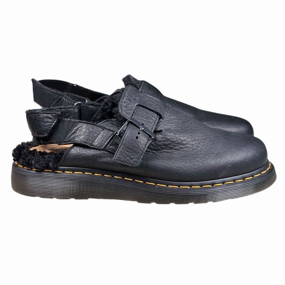 Dr Martens Jorge II Black Faux Fur Sling Back Mules‎ Shoes Men's Sz 10